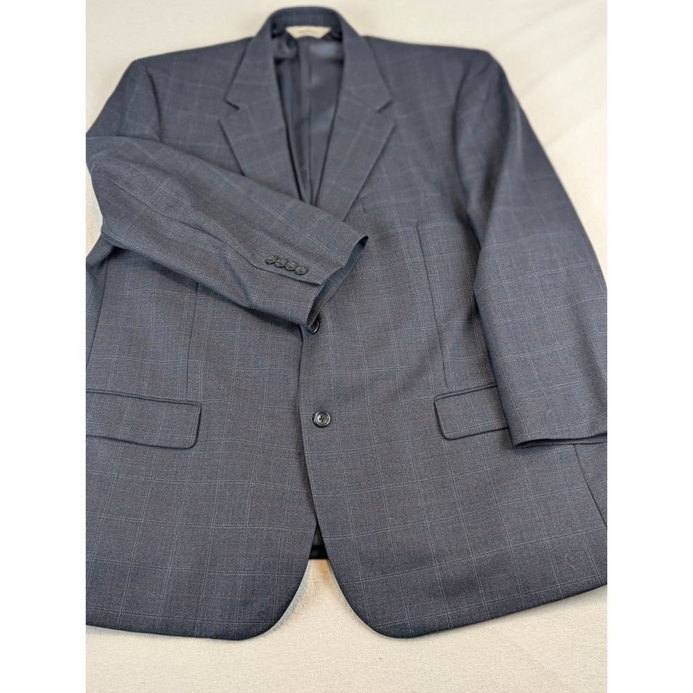 Pronto Uomo‎ Mens 48 Regular Gray Windowpane Notched Lapel Wool Blazer Jacket - Picture 5 of 15